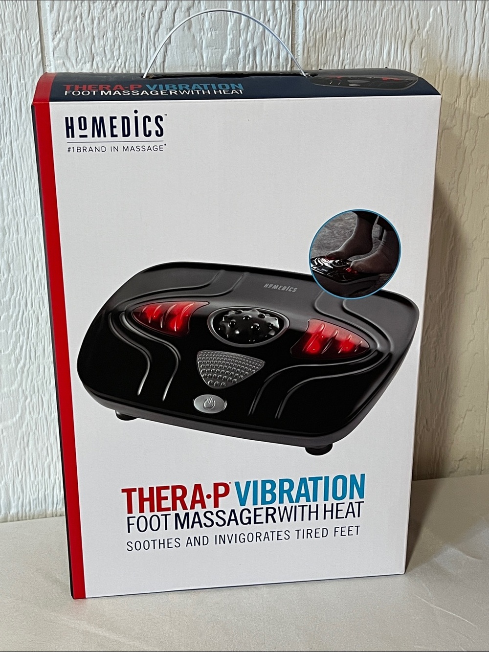 NEW Homedics Black Foot Massager with Red Heat Accents